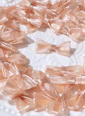 10个价宽2.5cm橙色纱质小蝴蝶结配件可爱手工diy装饰材料服装辅料