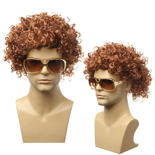 万圣节派对60s70s80年代深咖色球迷假发女迪斯科COS欧美男士 假发