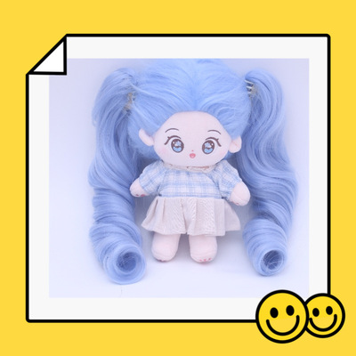 20cm棉花娃娃娃用假发马尾长发双