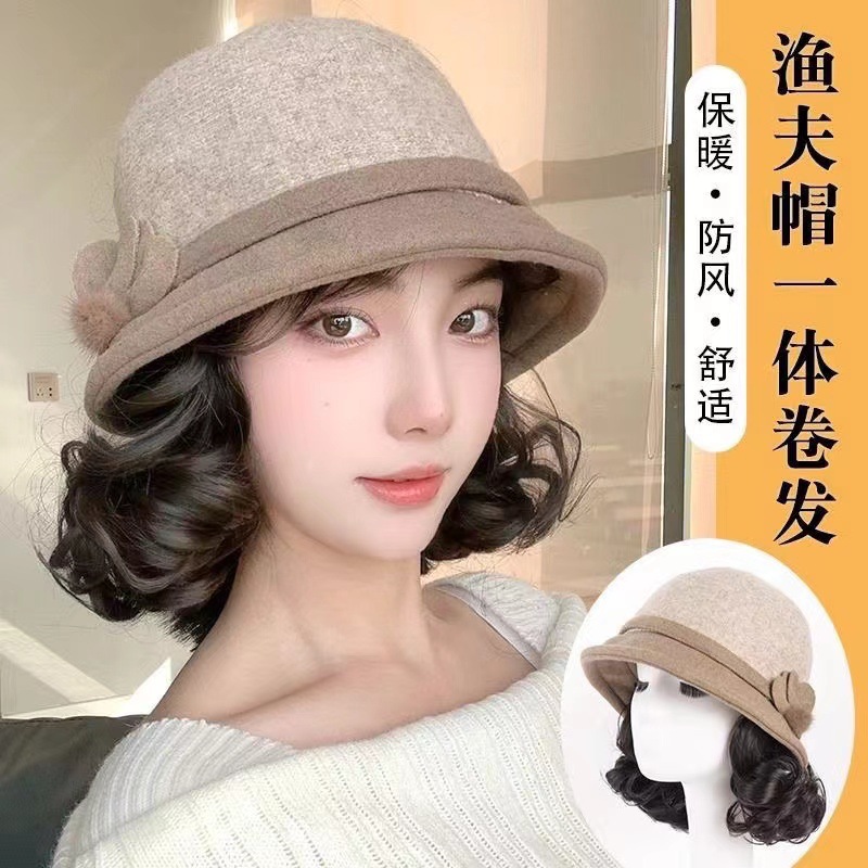 秋冬时尚中老年妈妈假发帽