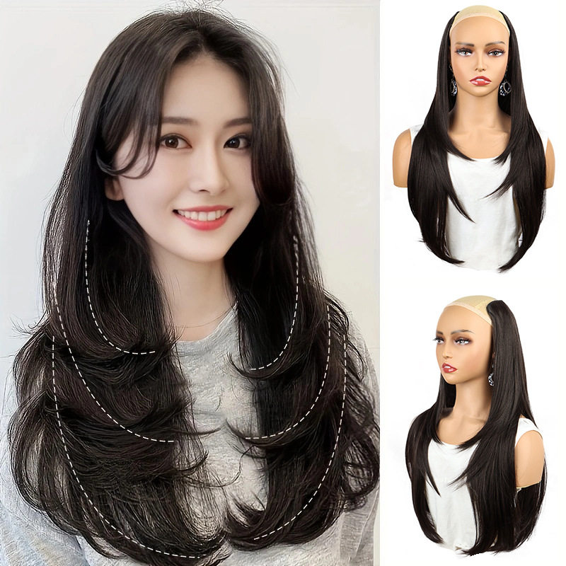假发女一片式U型微卷仿真长发