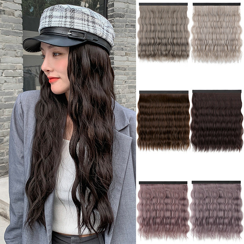 女士可拆卸水波纹假发帽