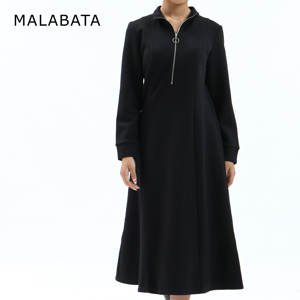 MALABATA玛拉葩塔SU系列连衣裙女中长款A版修身显瘦纯色半高领