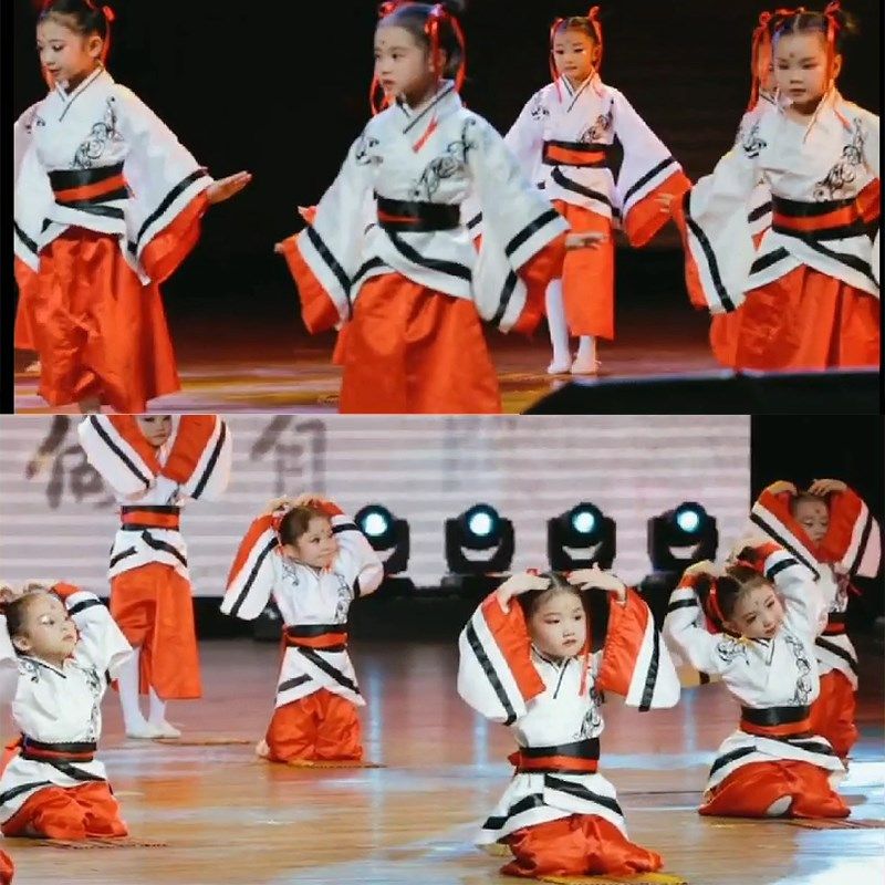元旦儿童演出服古装汉服中华孝道国学服装表演幼儿园小学生三字经