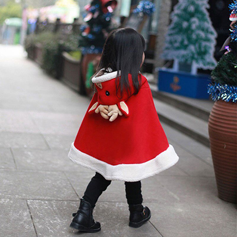 元旦节儿童斗篷圣诞节衣服男童女童披风套装圣诞老人演出服装冬季