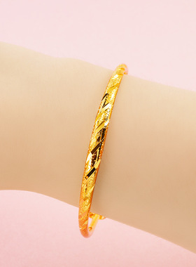 奢华镀金手镯流星雨光面推拉高级感双扣送妈妈老婆礼物沙金女复古