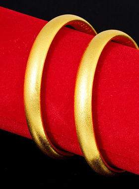 高品质沙金古法心经手镯传承手镯女闭口实心磨砂手环久不掉色