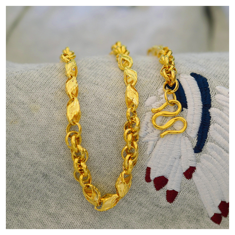 镀金越南沙金项链不掉色仿金假黄金链子空心麻花链瓜子链男饰品女