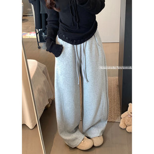 2026春季新款韩版弯刀束脚卫裤女高腰显瘦宽松直筒运动休闲阔腿裤