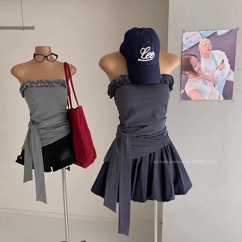 【原板1：1】条纹绑带设计感抹胸