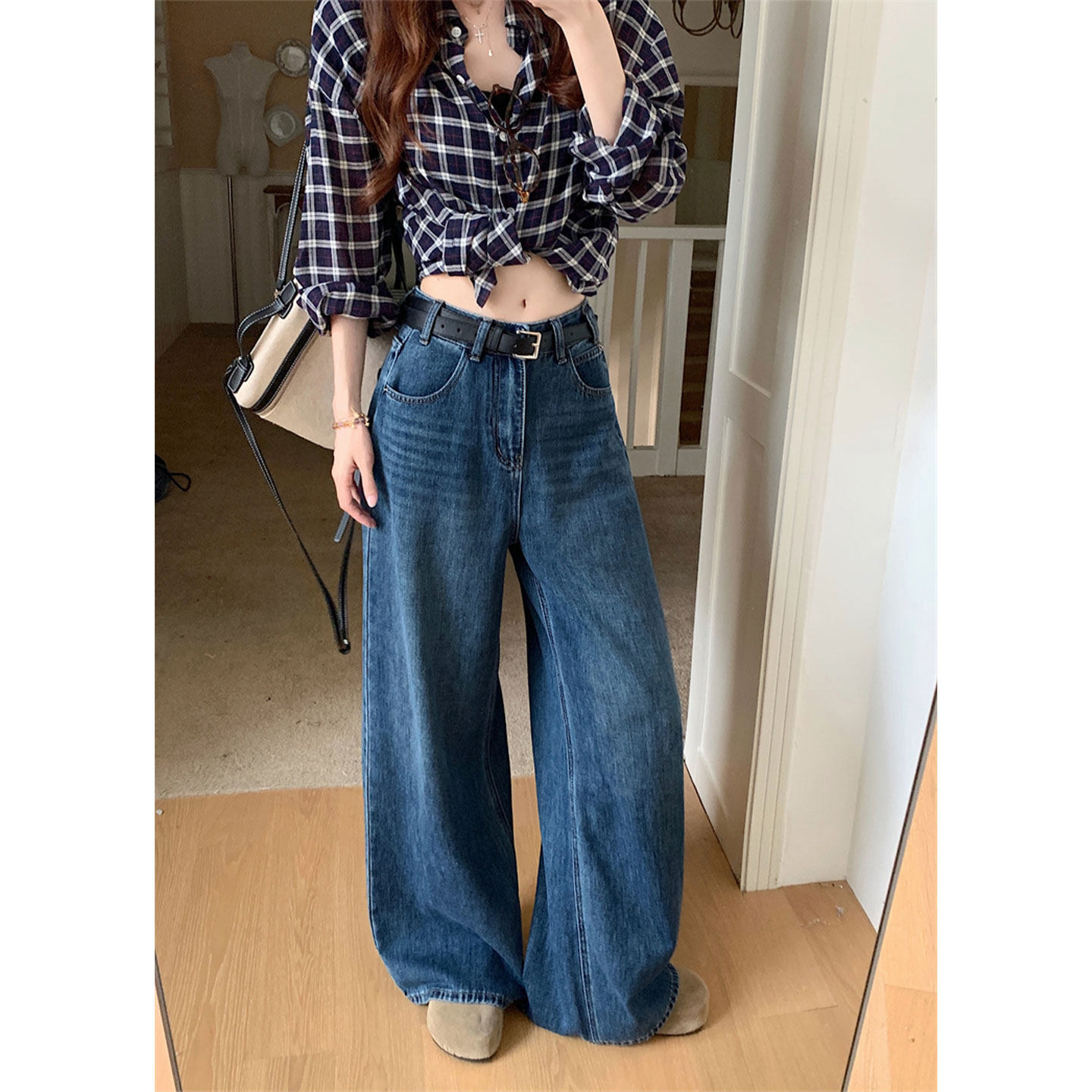 超火复古水洗阔腿直筒牛仔裤女秋冬新款高腰显瘦宽松垂感拖地长裤,女装/女士精品,牛仔裤,淘宝优惠券,粉丝福利购,淘宝优惠卷