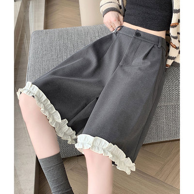 【现货秒发】直筒毛呢西装中裤女