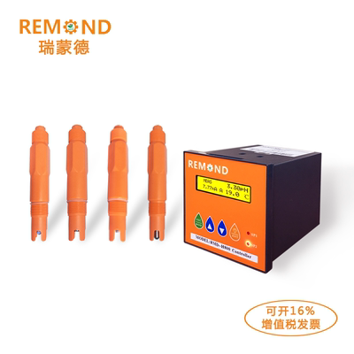 在线PH控制器高温PH计 ORP锑平头电极耐氢氟酸传感器PH值检测仪