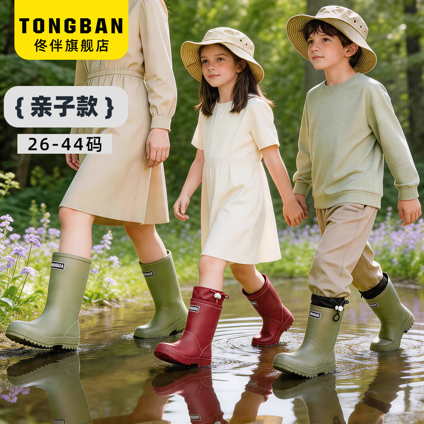 儿童雨鞋男童女童2026新款宝宝雨靴男女生上学防水防滑水鞋亲子款