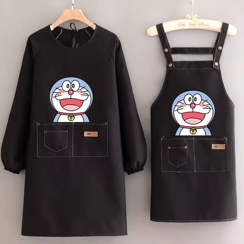 帆布长袖围裙厨房家用围腰耐磨女罩衣餐饮专用定制广告工作服印字