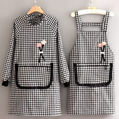 时尚 上班工作服女罩衣新款 家用厨房做饭围裙长袖 布料防污耐磨套装