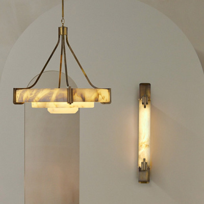 现代西班牙云石吊灯餐厅客厅复刻Alabaster Lang三层爪形云石灯