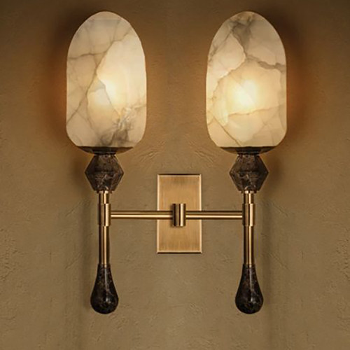 简约现代金属云石壁灯轻奢高级感卧室客厅玄关酒店壁灯