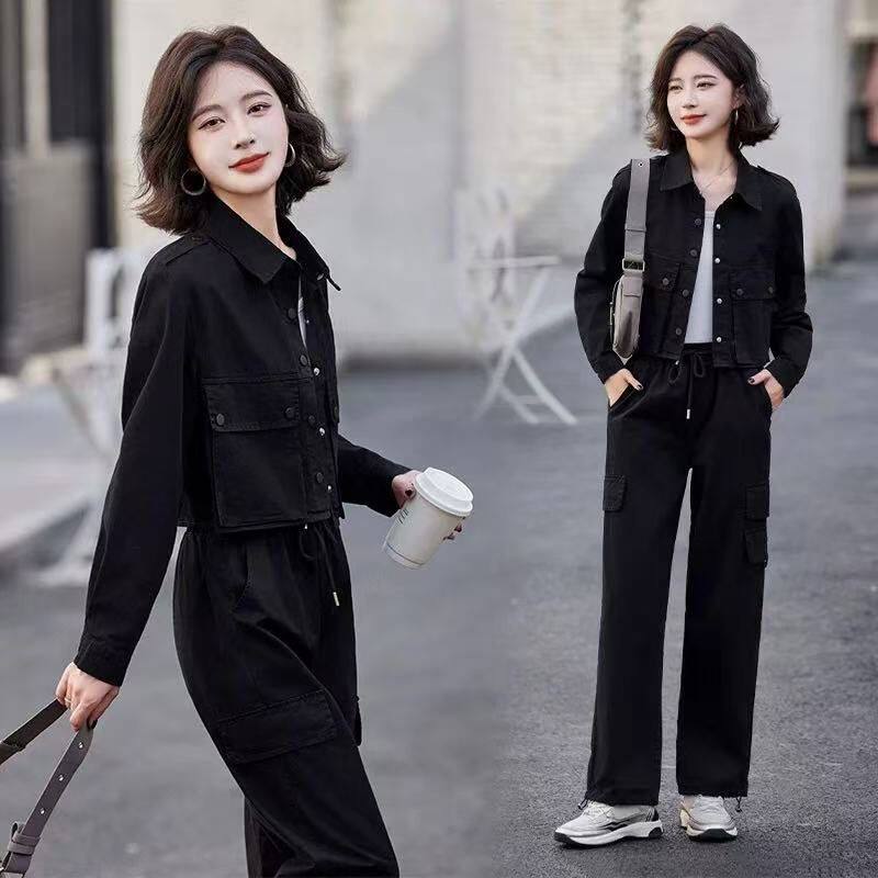 秋季工装2025工装裤套装新款小个子时尚洋气休闲两件套减龄欧式