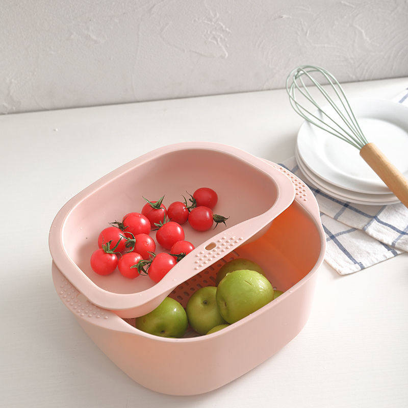 双层沥水篮厨房洗菜盆篓洗菜篮子果蔬滤水盘客厅果盆篮淘菜