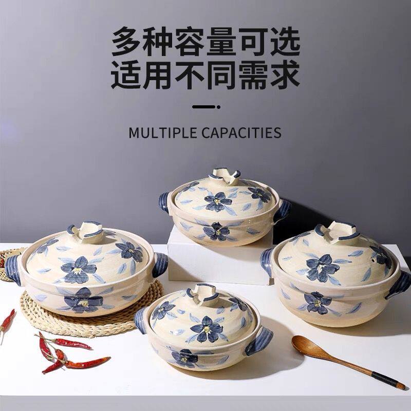 日式陶土锅耐热防爆砂锅家用煲燃气灶干烧耐高温浅口汤煲