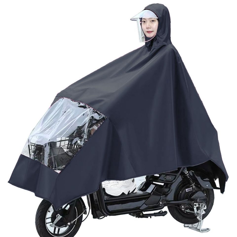 雨衣电动车摩托车雨披单人男女加大加厚骑行双帽檐护脸