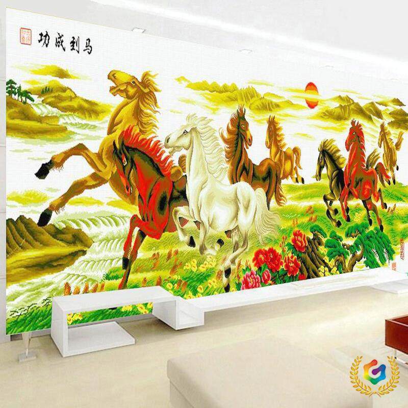 ?印花十字绣处理甩卖手工刺绣结婚客厅家和万事兴流水生