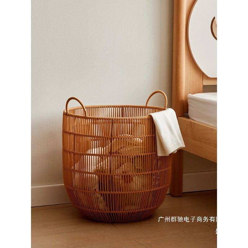 厂家直销仿藤脏衣篓藤编脏衣服收纳筐脏家用衣篮酒店毛巾收纳筐