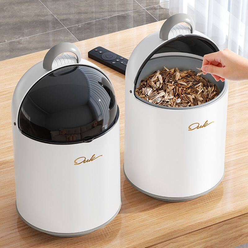 桌面垃圾桶高颜值带盖家用客厅轻奢高档厨房卫生间迷你自动吸附桶