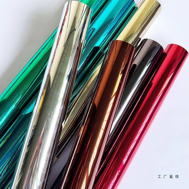 自粘加厚带背胶防刮镜面墙纸反光纸仿金属银色灰茶色玻璃手工贴膜