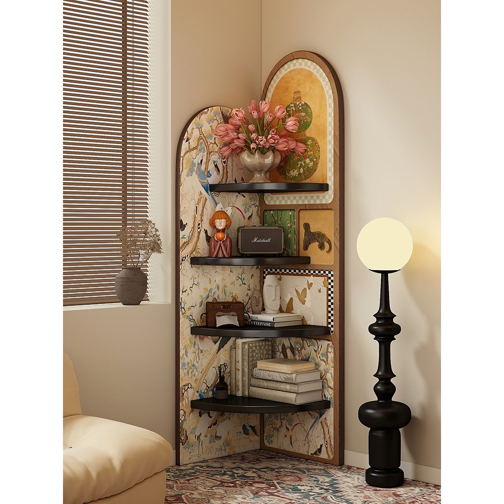 转角置物架卧室落地家用简易转角柜客厅墙边多层拐角储物收纳架子