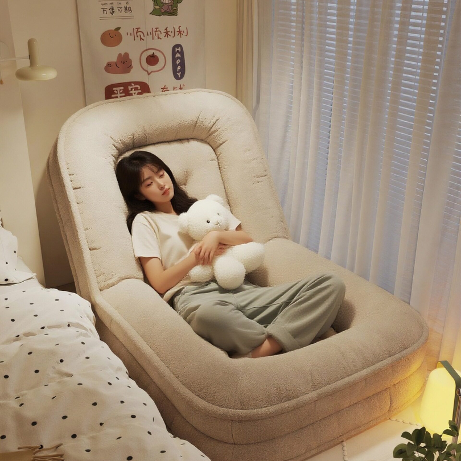 懒人沙发人类狗窝榻榻米可躺可睡躺椅卧室单人可折叠沙发床窝窝椅