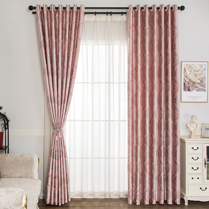 简约欧式遮光窗帘防晒遮阳加厚双面缇花布料大气客厅卧室 欧清