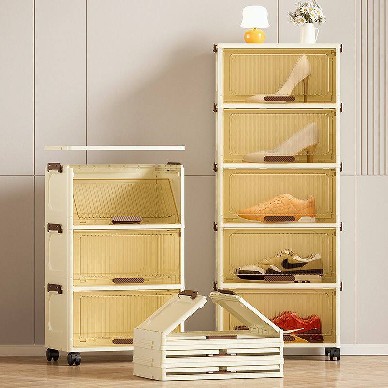 大容量新款塑料透明鞋盒收纳盒宿舍神器防尘鞋架鞋柜可折叠收纳柜