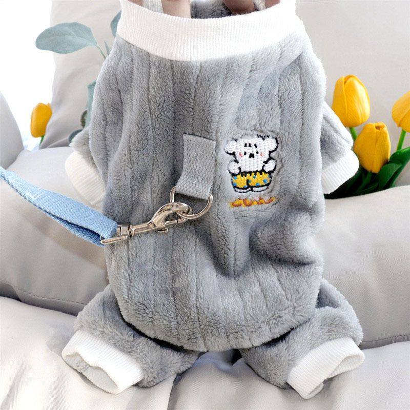 牵引小狗狗衣服冬天比熊泰迪博美雪纳瑞小型犬宠物秋冬季四脚冬款