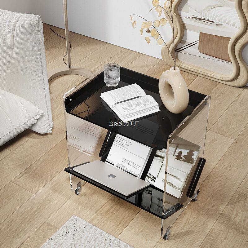 家用带轮角几边几亚克力可移动小推车轻奢北欧黑色透明蓝色橙色