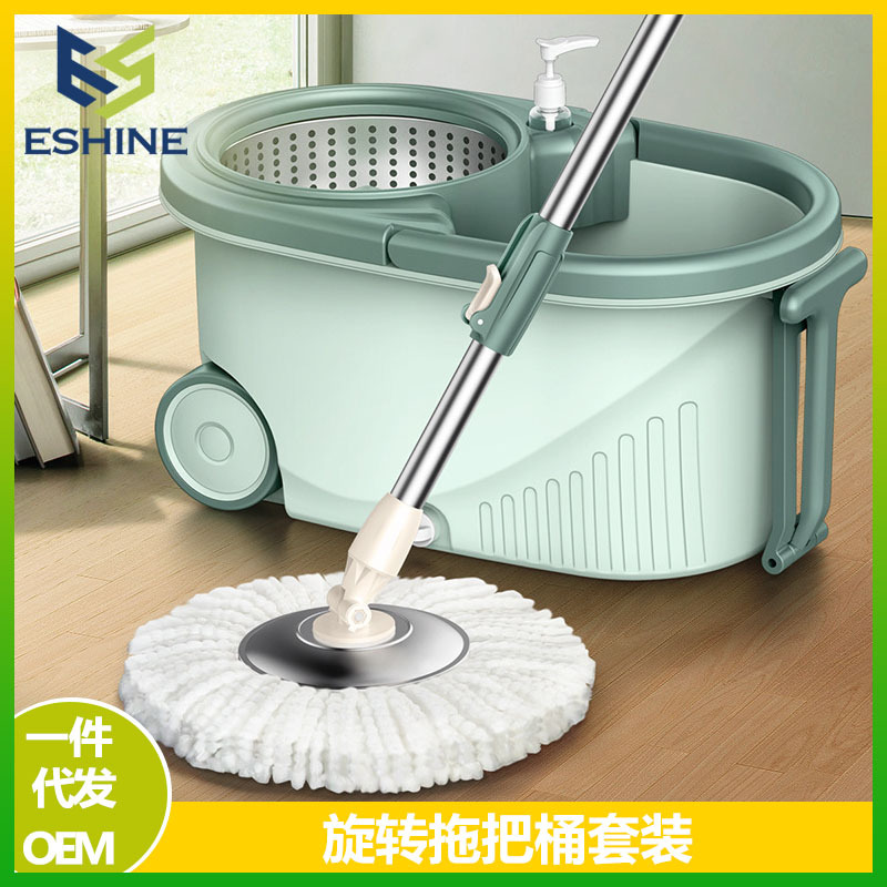 家用旋转拖把免手洗懒人拖把旋转手压拖把甩干拖把桶带轮清洁套装