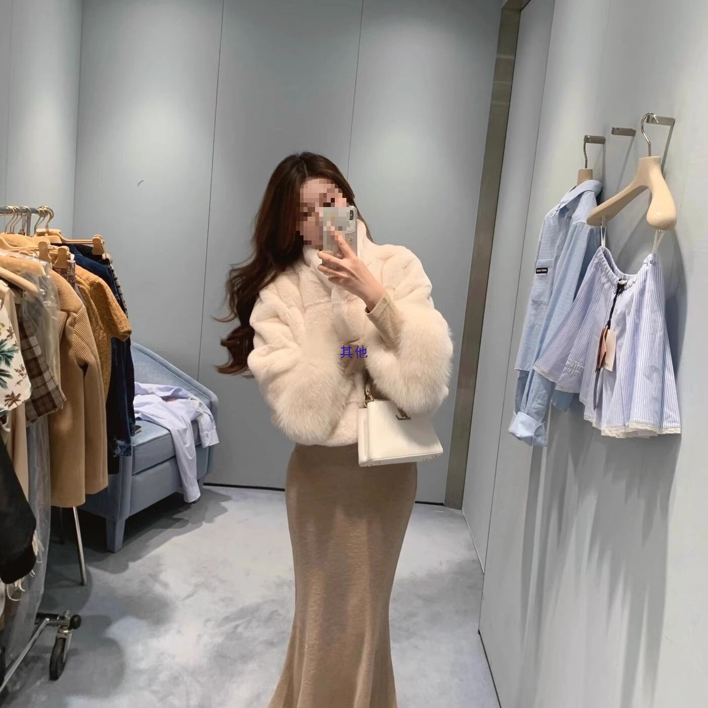 贵气姐姐丹麦貂名媛仿狐狸毛袖短款千金加厚皮草外套保暖大衣