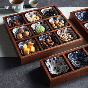 围炉煮茶中式茶点盘木质托盘九宫格多格干果盘小吃实木格水果盘