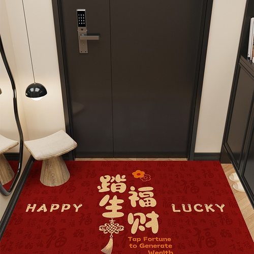 入户地垫丝圈红色大门口进门防滑脚垫乔迁室外入户门垫子门外地毯