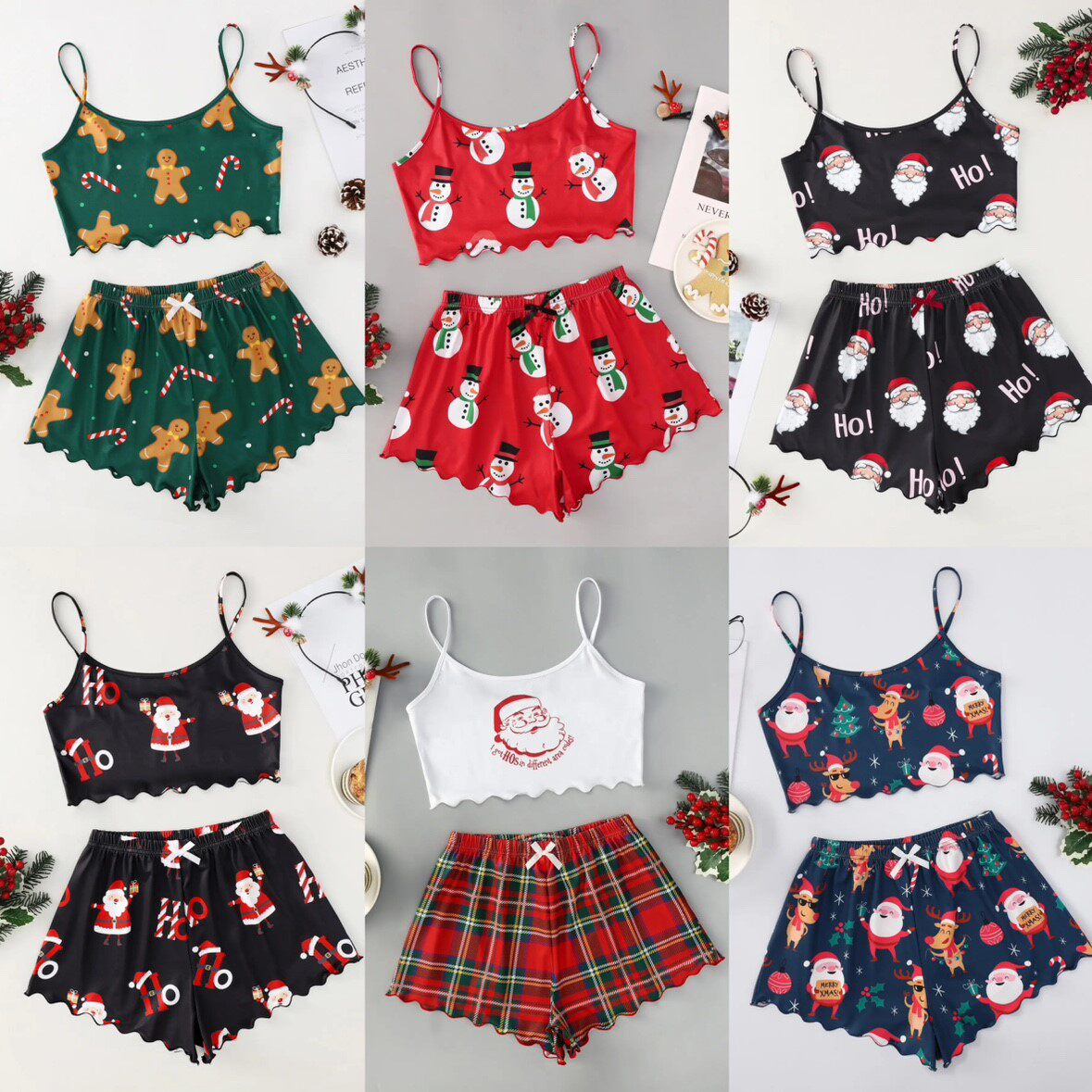 女吊带短裤睡衣家居套装 пижама жен women pajama suit