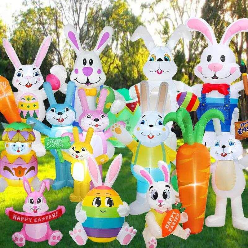 Easter Bunny Inflatable Decorations Blow Up Easter Colorful