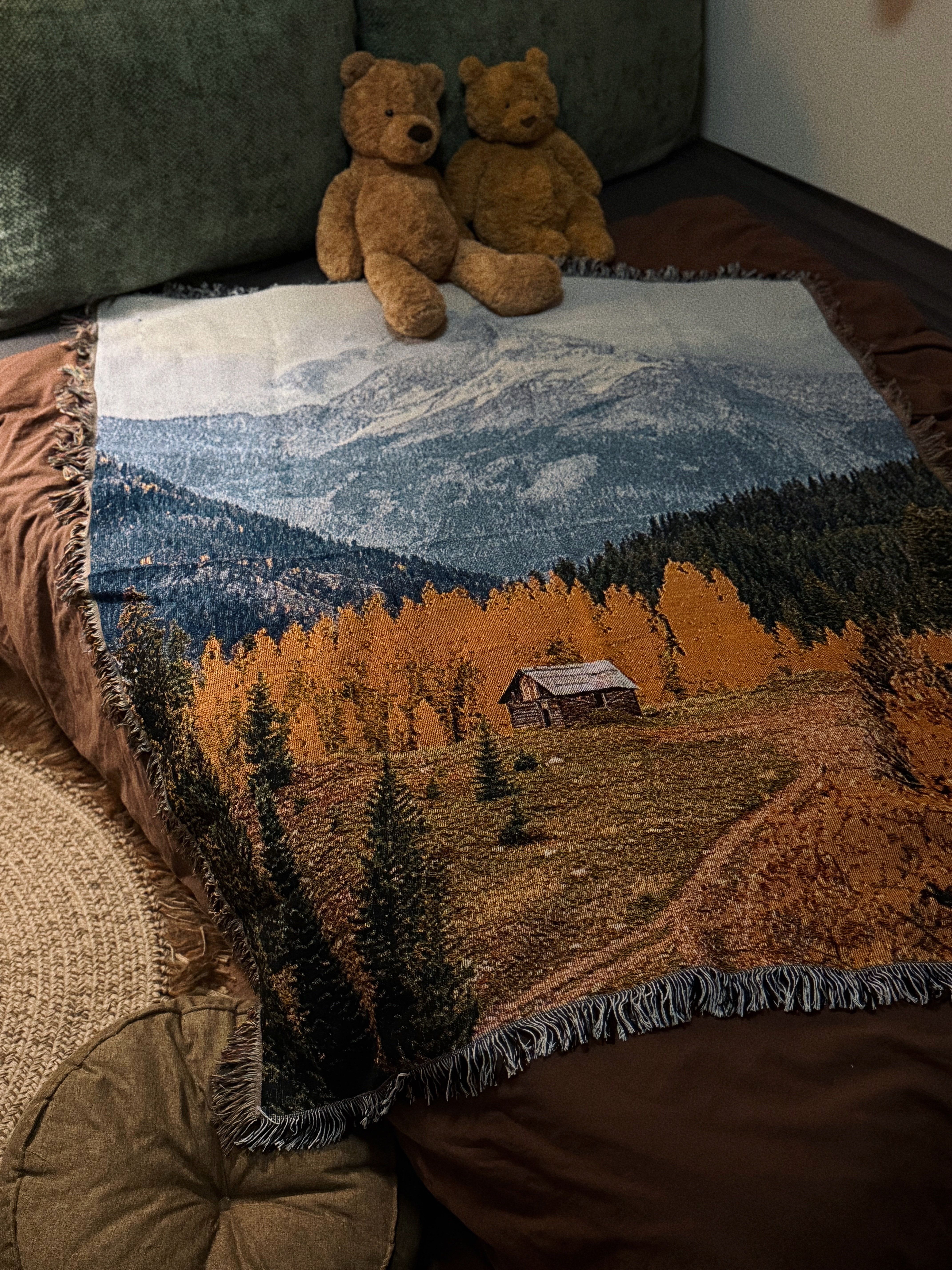 小岛之森秋天雪山森林盖毯盖巾毯子空调毯美拉德色系,床上用品,休闲毯/毛毯/绒毯,淘宝优惠券,粉丝福利购,淘宝优惠卷