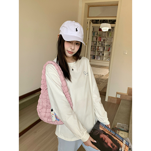 OFFICIAL后背印花长袖 DCDC 反季 T恤女春圆领百搭毛边上衣 回馈