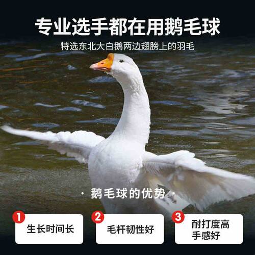 翎美羽毛球F9超强耐打鹅毛球业余训练用球室内外防风12只装