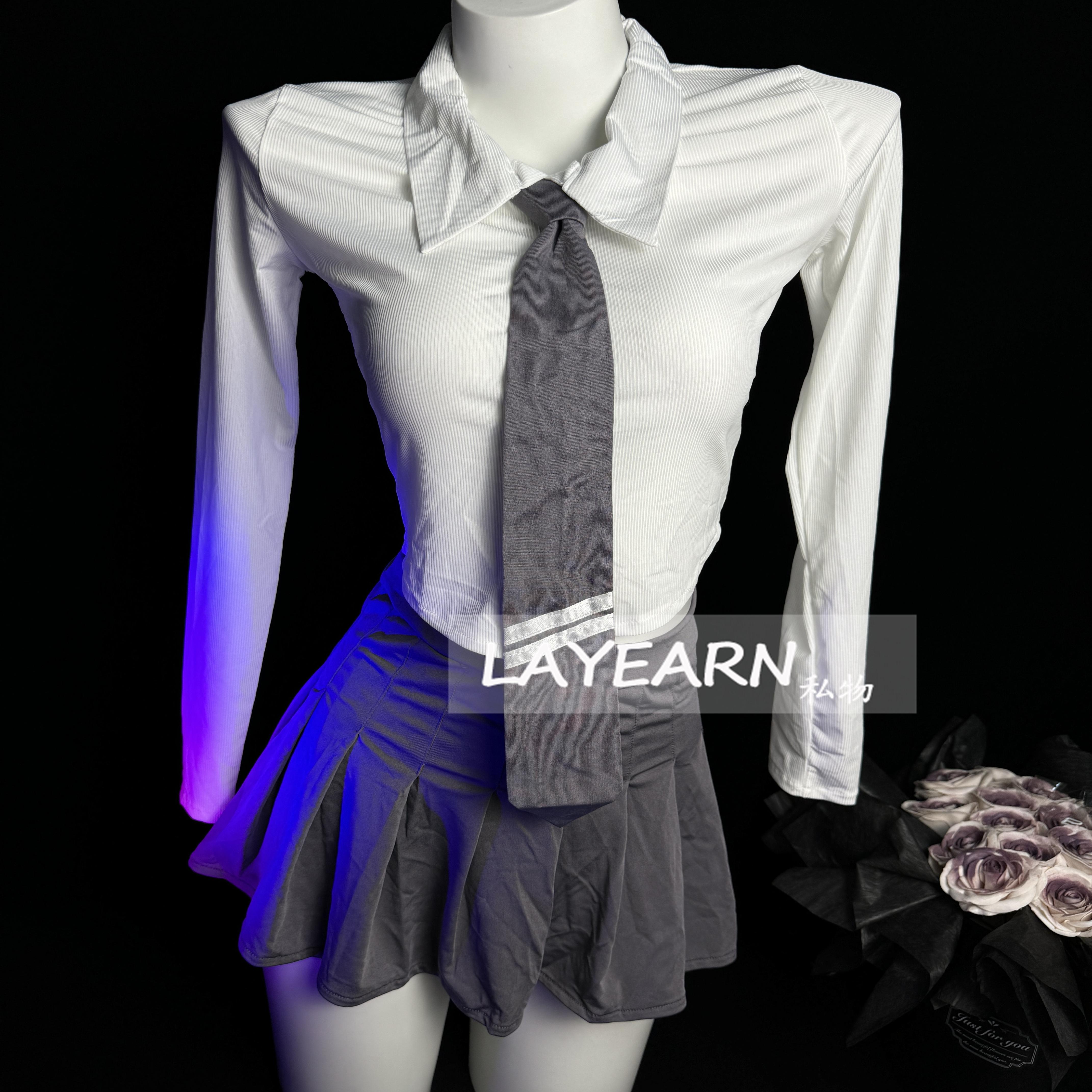 LAYEARN【白桃汽水】性感睡衣制服纯欲JK学院风qqny御姐秘书演出