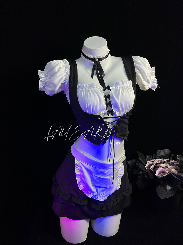 LAYEARN【甜味厨娘】可爱女仆制服套装sp性感绑带透视围裙内衣cos