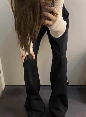 Hobkirk官方 精纺羊毛立体剪裁通勤休闲clean宽松微喇西裤男女