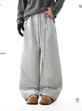 BLANKIN 防寒保暖棉裤男女2024年冬季潮牌宽松直筒baggy夹棉裤子