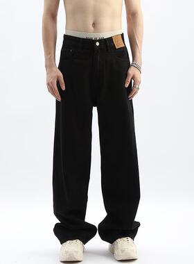 BLAEXIT美式黑色牛仔裤男高街直筒宽松休闲垂感阔腿裤cleanfi裤子